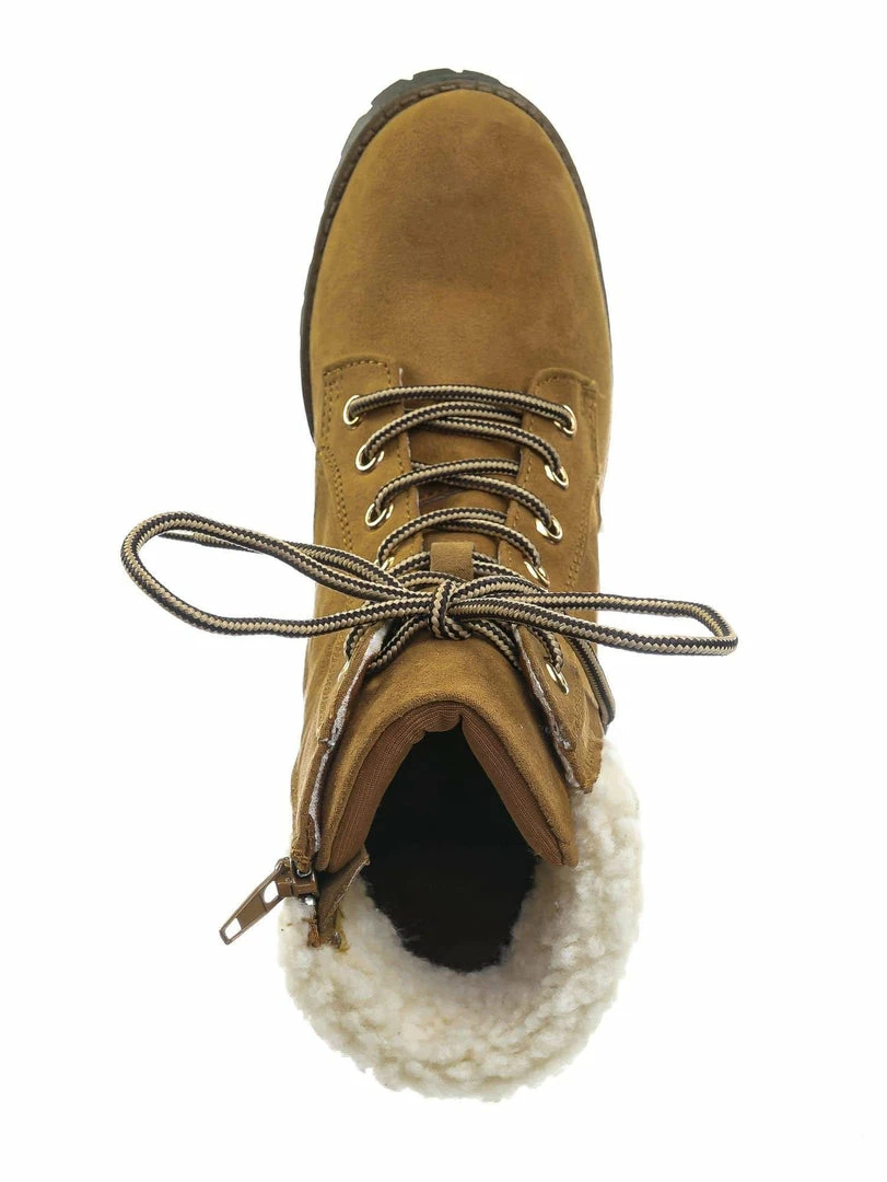 Bamboo Chief19 Mucker Combat Boots W Shearling - Women Faux Fur Lined Sport Bootie New