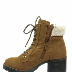 Bamboo Chief19 Mucker Combat Boots W Shearling - Women Faux Fur Lined Sport Bootie New