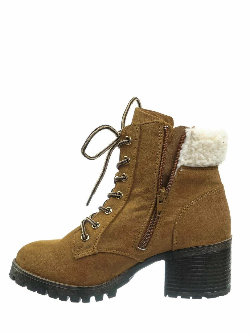 Bamboo Chief19 Mucker Combat Boots W Shearling - Women Faux Fur Lined Sport Bootie New