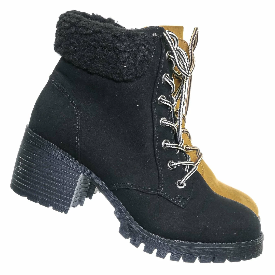 Bamboo Chief19 Mucker Combat Boots W Shearling - Women Faux Fur Lined Sport Bootie New