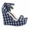 Choice25 By Bamboo Classic Platform Wedge Open Toe Dress Sandal In Gingham & Solid