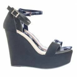 Choice25 By Bamboo Classic Platform Wedge Open Toe Dress Sandal In Gingham & Solid