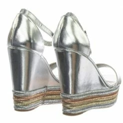 Bamboo Choice27 Metallic Multi Colored Espadrille Jute Wrap Platform Wedge Dress Sandal New