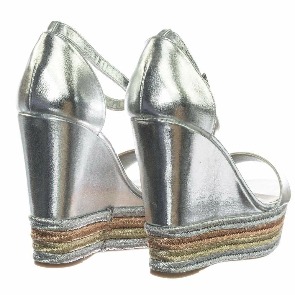 Bamboo Choice27 Metallic Multi Colored Espadrille Jute Wrap Platform Wedge Dress Sandal New