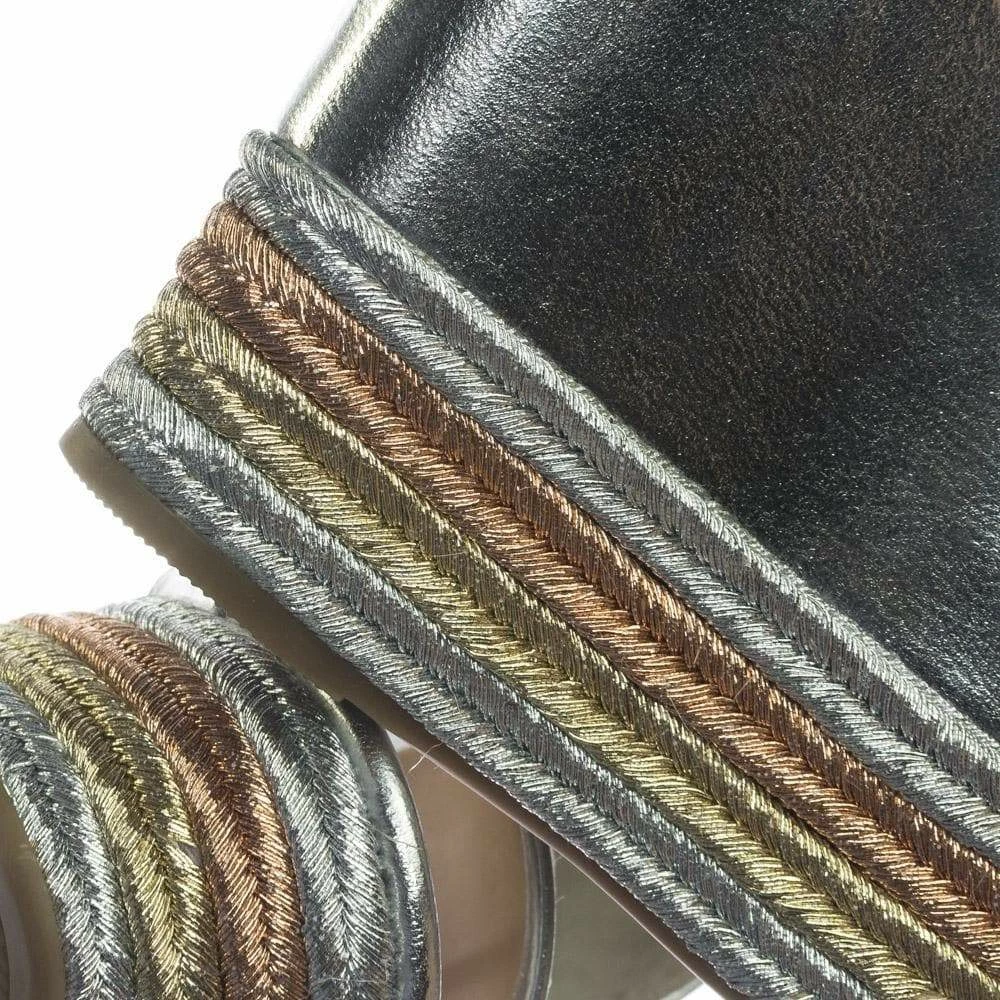 Bamboo Choice27 Metallic Multi Colored Espadrille Jute Wrap Platform Wedge Dress Sandal New