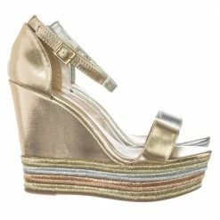 Bamboo Choice27 Metallic Multi Colored Espadrille Jute Wrap Platform Wedge Dress Sandal New