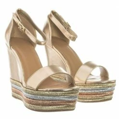 Bamboo Choice27 Metallic Multi Colored Espadrille Jute Wrap Platform Wedge Dress Sandal New