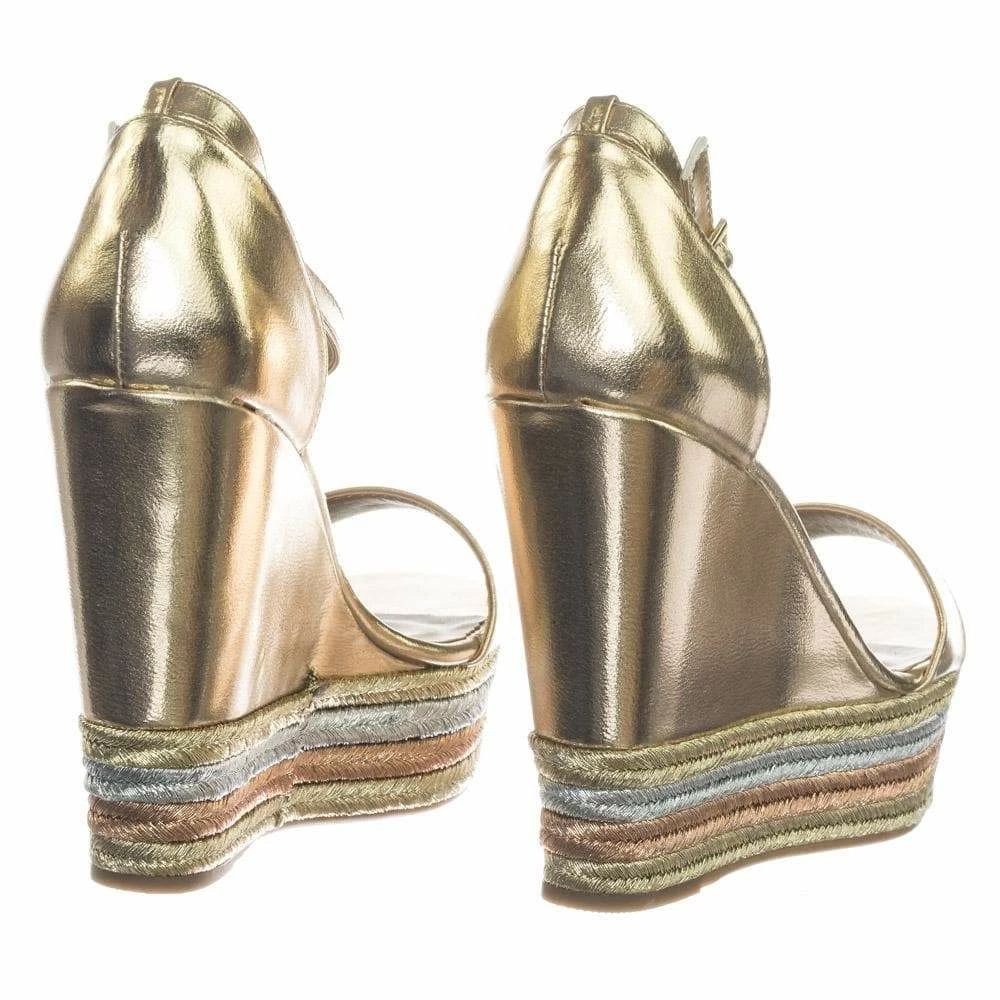 Bamboo Choice27 Metallic Multi Colored Espadrille Jute Wrap Platform Wedge Dress Sandal New
