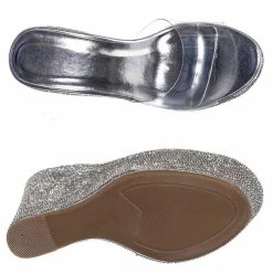Bamboo Chosen12 Lucite Rhinestone Platform Wedge - Clear Transparent Slipper Sandal New