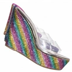 Bamboo Chosen12 Lucite Rhinestone Platform Wedge - Clear Transparent Slipper Sandal New