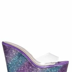 Bamboo Chosen12 Lucite Rhinestone Platform Wedge - Clear Transparent Slipper Sandal New