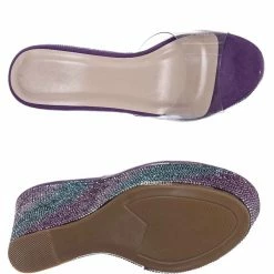 Bamboo Chosen12 Lucite Rhinestone Platform Wedge - Clear Transparent Slipper Sandal New