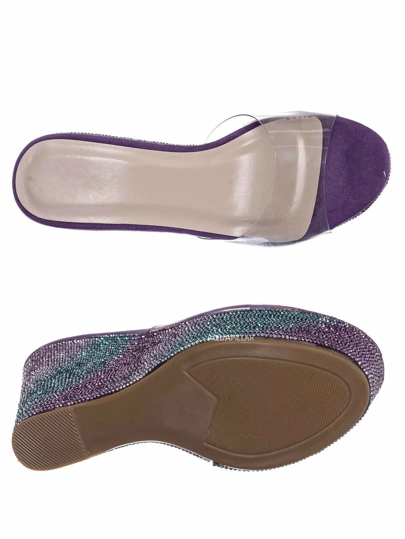 Bamboo Chosen12 Lucite Rhinestone Platform Wedge - Clear Transparent Slipper Sandal New