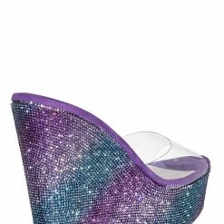 Bamboo Chosen12 Lucite Rhinestone Platform Wedge - Clear Transparent Slipper Sandal New