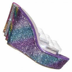 Bamboo Chosen12 Lucite Rhinestone Platform Wedge - Clear Transparent Slipper Sandal New