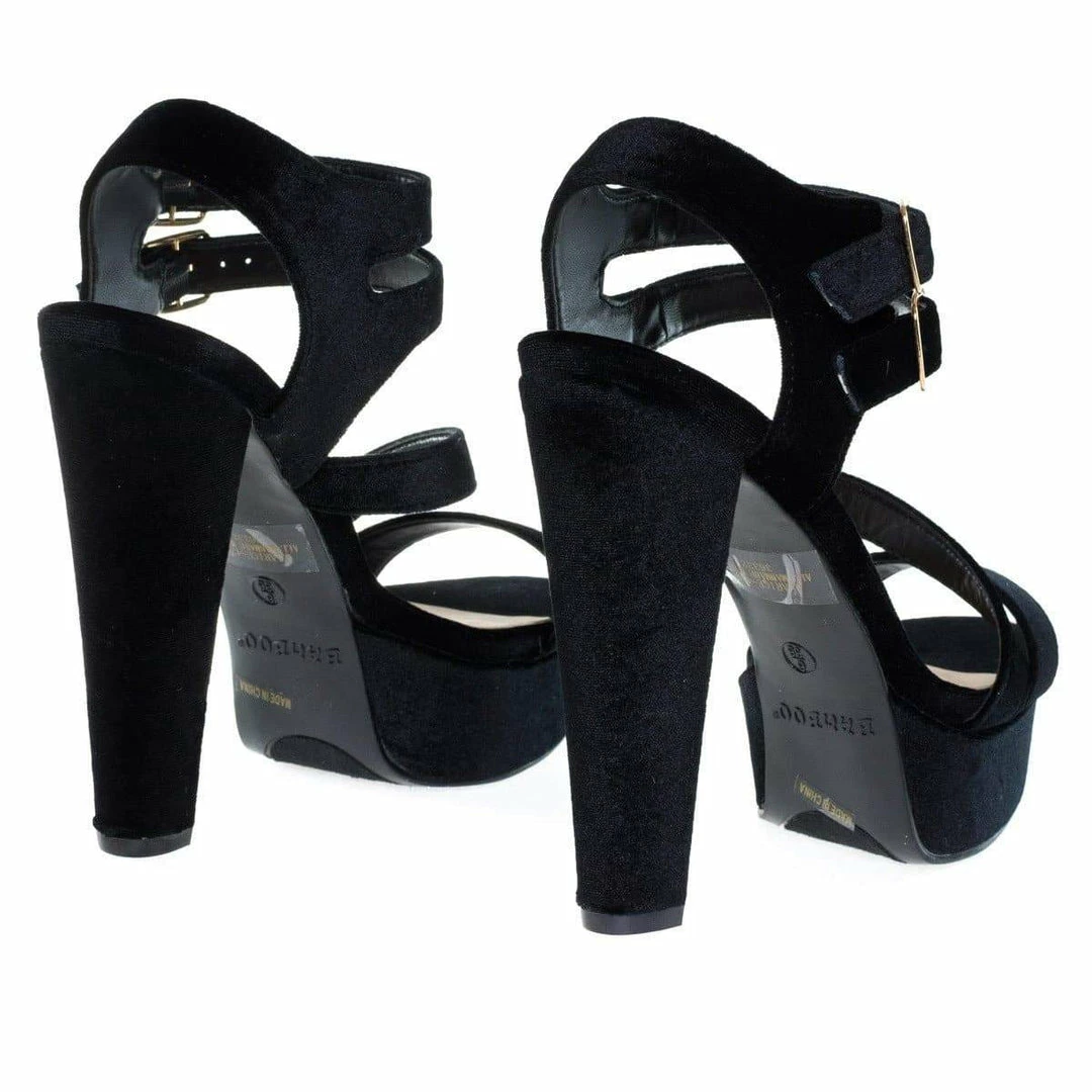 Clarice42S By Bamboo, Chunky Block Heel Sandal, Retro Open Toe Double Strap Shoes