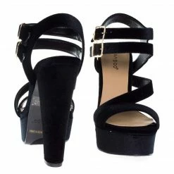 Clarice42S By Bamboo, Chunky Block Heel Sandal, Retro Open Toe Double Strap Shoes