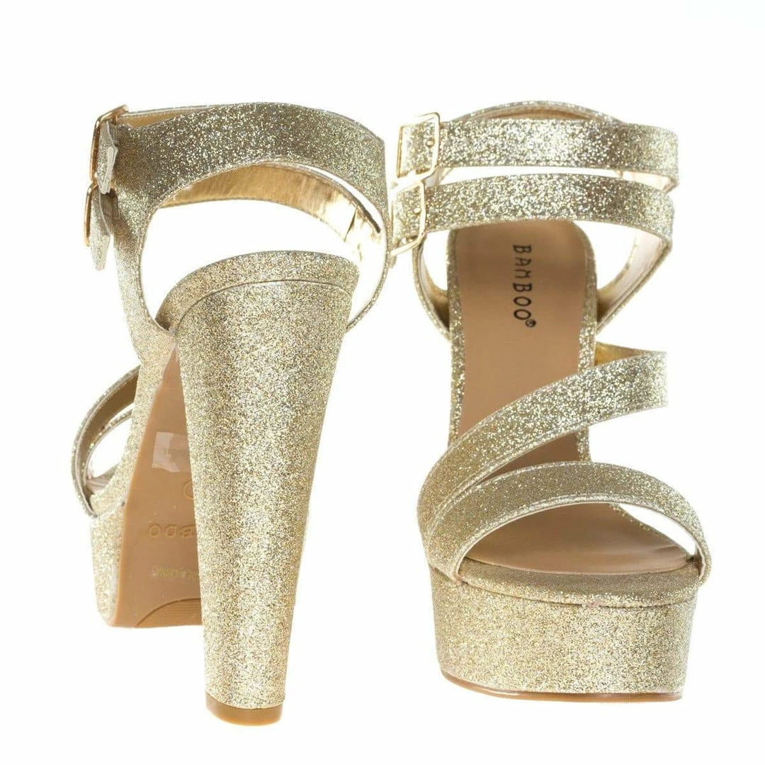 Clarice42S By Bamboo, Chunky Block Heel Sandal, Retro Open Toe Double Strap Shoes