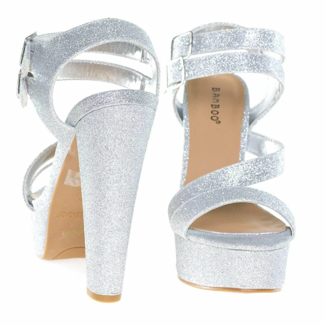 Clarice42S By Bamboo, Chunky Block Heel Sandal, Retro Open Toe Double Strap Shoes