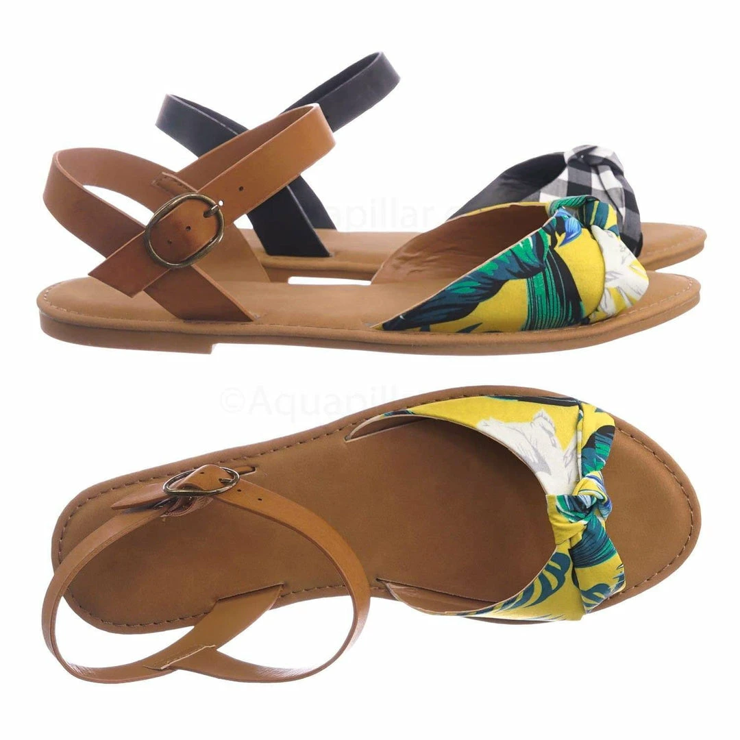 Bamboo New Coastline98 Ankle Strap Flat Sandal - Women Summer Slip On Shoes