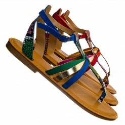 Bamboo Combo25 Strappy Gladiator Sandal - Women Festival Multi Color Thong Flat Shoes