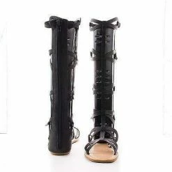 Crossing03 By Bamboo, Open Toe Mid Calf Slip On Zipper Gladiator Flat Sandal New