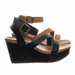 Bamboo Cuddle03 Vintage Stained Worn Out Platform Wedge Ankle Strap Open Toe Sandal New