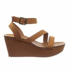 Bamboo Cuddle03 Vintage Stained Worn Out Platform Wedge Ankle Strap Open Toe Sandal New