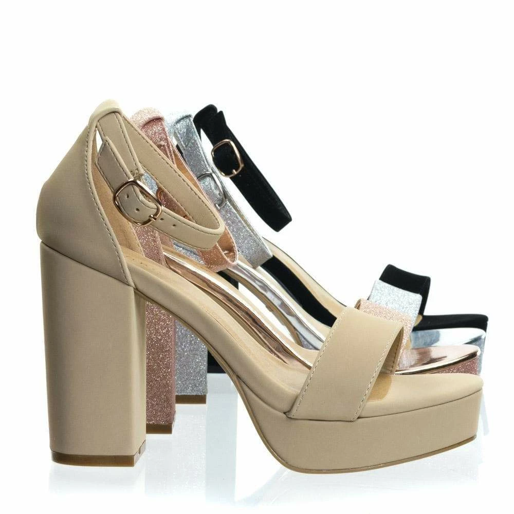 Current02Bamboo Block Heel Platofrm Open Toe Dress Sandal W Ankle Strap