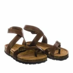 Bamboo Defeat26 Molded Cork Footbed Adjustable Ankle Wrap Strap Flat, Women Flatform