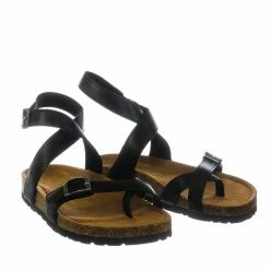 Bamboo Defeat26 Molded Cork Footbed Adjustable Ankle Wrap Strap Flat, Women Flatform