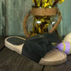 Bamboo Demeter01 Espadrille Flat Slide In Sandal - Bow Tie Braided Rope Slipper New