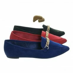Bamboo New Diary38 Pointed Toe Loafer W Chain - Women Slip On Flats