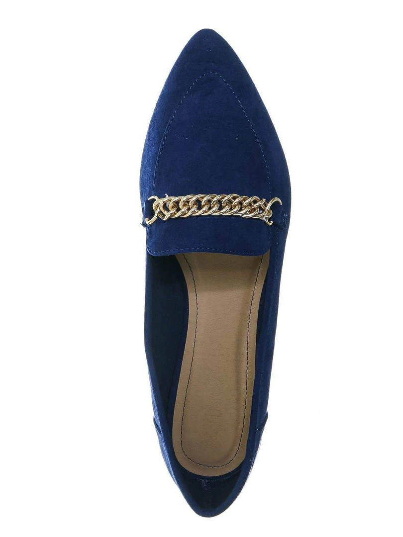 Bamboo New Diary38 Pointed Toe Loafer W Chain - Women Slip On Flats