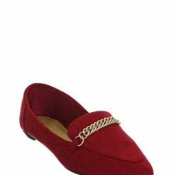 Bamboo New Diary38 Pointed Toe Loafer W Chain - Women Slip On Flats