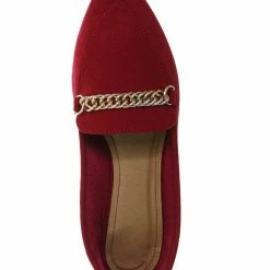 Bamboo New Diary38 Pointed Toe Loafer W Chain - Women Slip On Flats