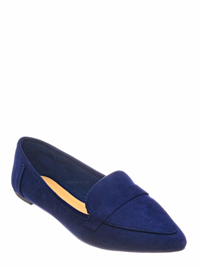 Bamboo New Diary42 Pointed Toe Penny Loafer - Womens Flat Slip On Oxford Moccasins