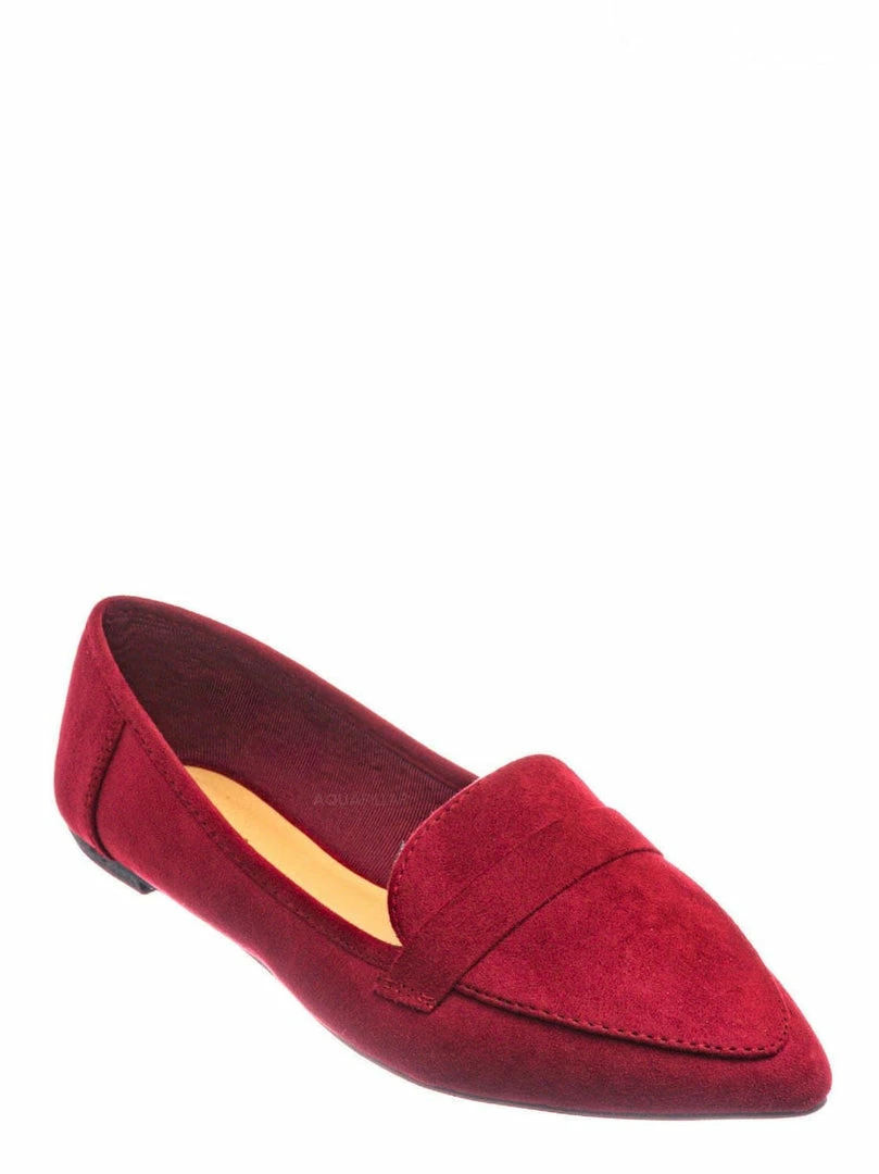 Bamboo New Diary42 Pointed Toe Penny Loafer - Womens Flat Slip On Oxford Moccasins