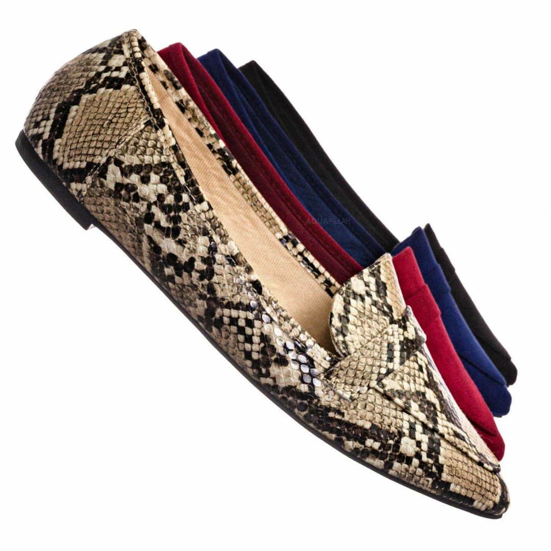 Bamboo New Diary42 Pointed Toe Penny Loafer - Womens Flat Slip On Oxford Moccasins