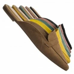 Bamboo New Diary55 Pointed Toe Flat Mule - Women Slide In Backless Loafer W Parallel Band