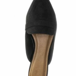 Bamboo New Diary55 Pointed Toe Flat Mule - Women Slide In Backless Loafer W Parallel Band