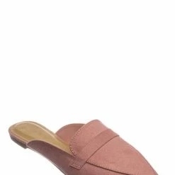 Bamboo New Diary55 Pointed Toe Flat Mule - Women Slide In Backless Loafer W Parallel Band