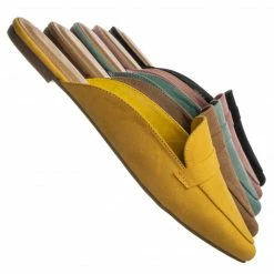 Bamboo New Diary55 Pointed Toe Flat Mule - Women Slide In Backless Loafer W Parallel Band