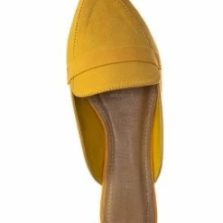 Bamboo New Diary55 Pointed Toe Flat Mule - Women Slide In Backless Loafer W Parallel Band