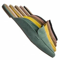 Bamboo New Diary55 Pointed Toe Flat Mule - Women Slide In Backless Loafer W Parallel Band