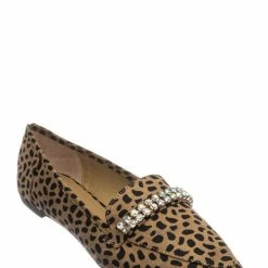 Bamboo New Diary61 Pointed Toe Rhinestone Loafer - Women Crystal Jewel DÃ©cor Slip On Flat