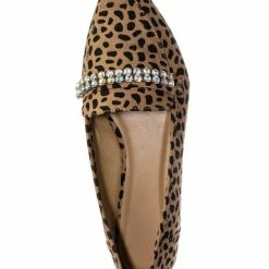 Bamboo New Diary61 Pointed Toe Rhinestone Loafer - Women Crystal Jewel DÃ©cor Slip On Flat