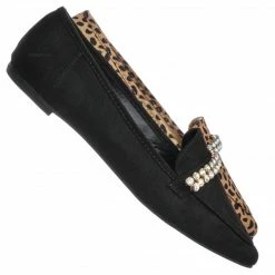 Bamboo New Diary61 Pointed Toe Rhinestone Loafer - Women Crystal Jewel DÃ©cor Slip On Flat