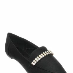 Bamboo New Diary61 Pointed Toe Rhinestone Loafer - Women Crystal Jewel DÃ©cor Slip On Flat