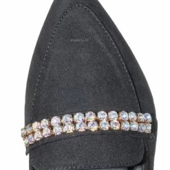 Bamboo New Diary61 Pointed Toe Rhinestone Loafer - Women Crystal Jewel DÃ©cor Slip On Flat